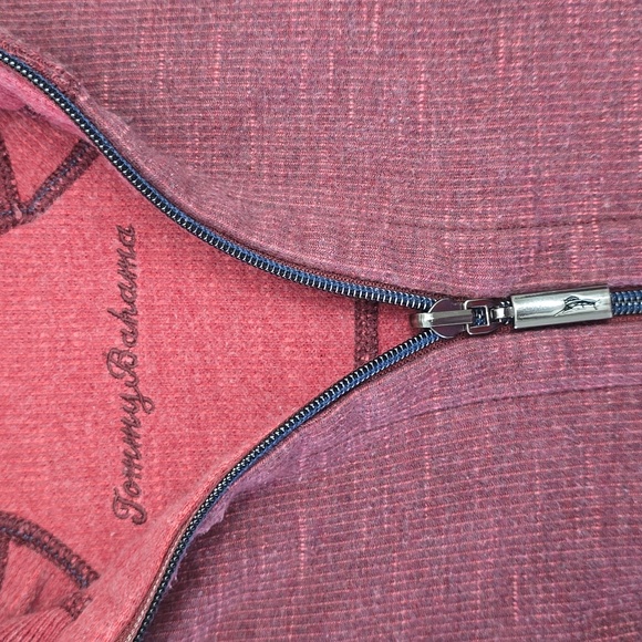 TOMMY BAHAMA Reversible Heather Red Pink Quarter Zip Sweater Sweatshirt Sz 3X - Picture 2 of 6